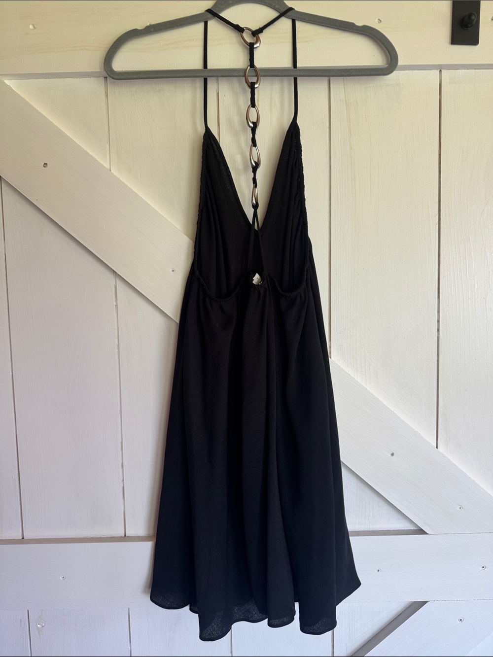 Jonathan Simkhai Black Spaghetti-Strap Mini Dress with Chain Back - Picture 3 of 3